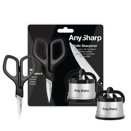 Zestaw ostrzałka AnySharp classic srebrna plus mini nożyczki