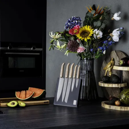 Komplet noży Laguiole Oak wood Stonewash z blokiem magnetycznym