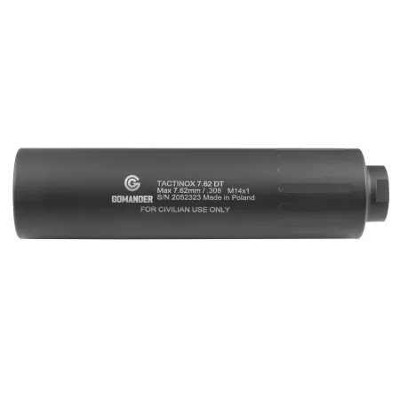 Tłumik do broni Gomander Tactinox 7,62 DT nasuwany 42 mm  M14x1 stal nierdzewna czarny