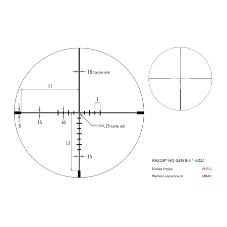 Luneta celownicza Vortex Razor II HD-E 1-6x24 30 mm JM-1/VMR-2