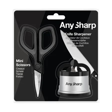Zestaw ostrzałka AnySharp classic srebrna plus mini nożyczki