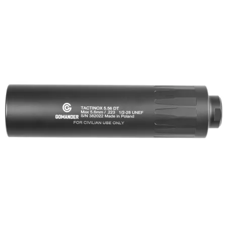 Tłumik do broni Gomander Tactinox 5,56 DT nienasuwany 42 mm 1/2x28 stal nierdzewna czarny