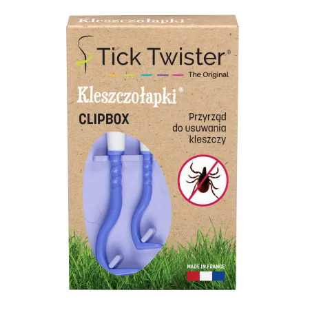 Kleszczołapki przyrząd do usuwania kleszczy Tick Twister Clipbox z brelokiem, fioletowe 2 szt.