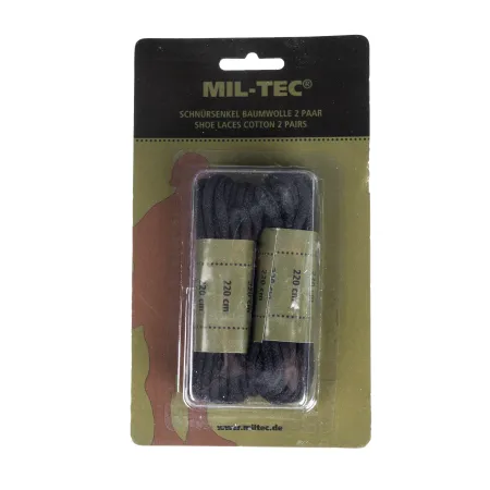 Sznurówki Mil-Tec 220 cm bawełniane czarne