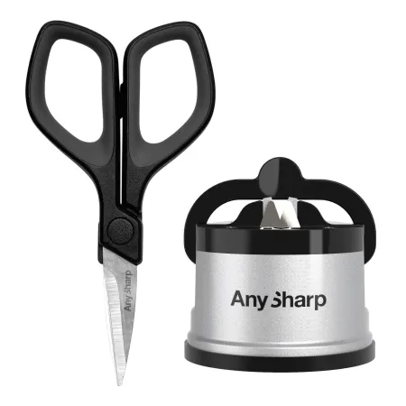 Zestaw ostrzałka AnySharp classic srebrna plus mini nożyczki