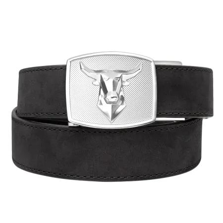Pas Kore Essentials Bull Buckle Black Buffalo Leather Gun Belt