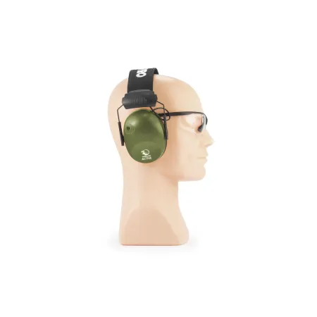 Ochronniki słuchu aktywne RealHunter Active PRO oliwkowe + okulary